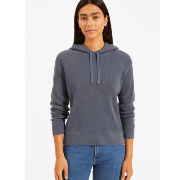 Everlane The Waffle-Knit Hoodie Pullover Drawstring Gray Size Small Unisex NWOT - Picture 1 of 8